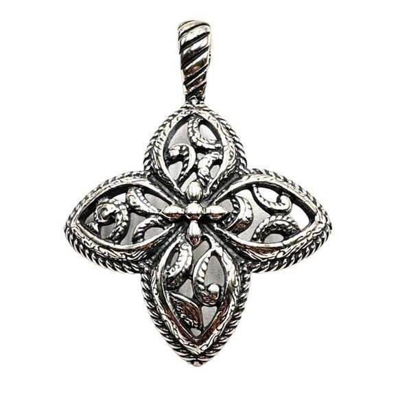 Carolyn Pollack Sterling Silver FIligree Cross Pendant Enhancer